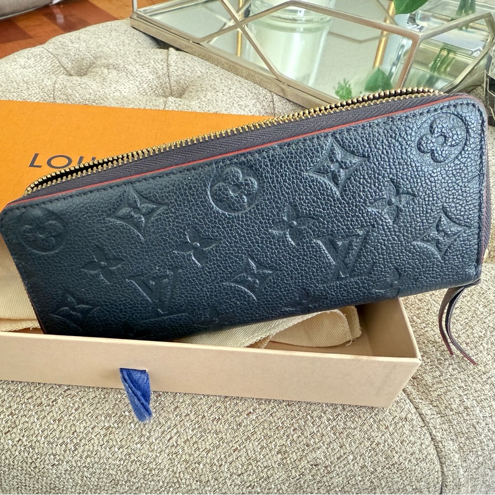 Louis Vuitton Clemence Navy Monogram Zip Wallet